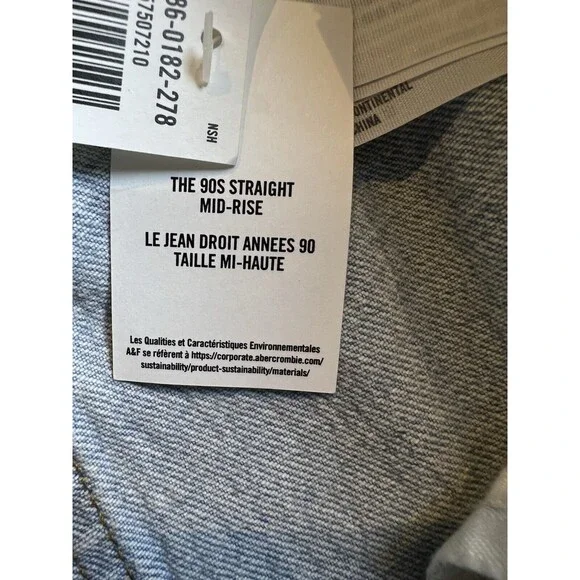 Abercrombie & Fitch Curve Love The 90s Straight Mid Rise Jeans Womens Sz 22 Long - Picture 6 of 8